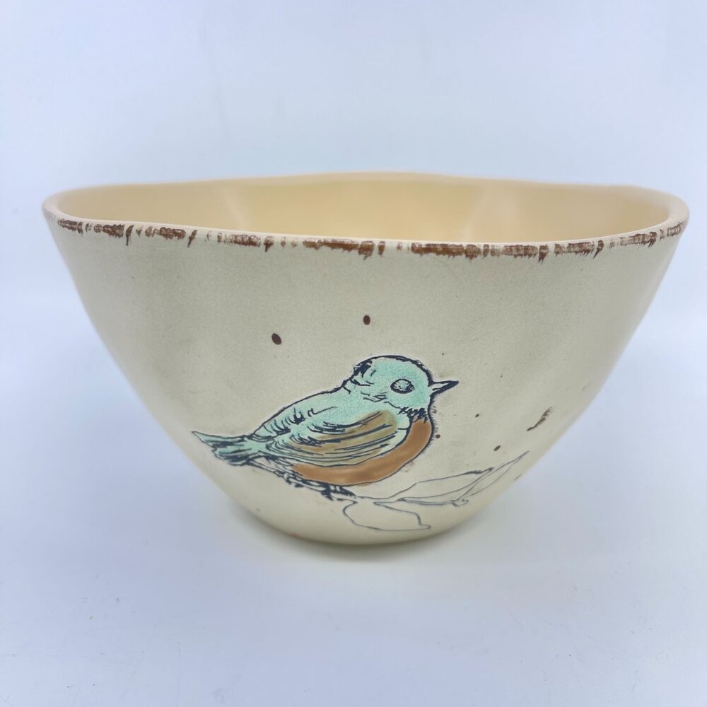in homestylez ceramic bowl with bird design 8" x 4 1/2"